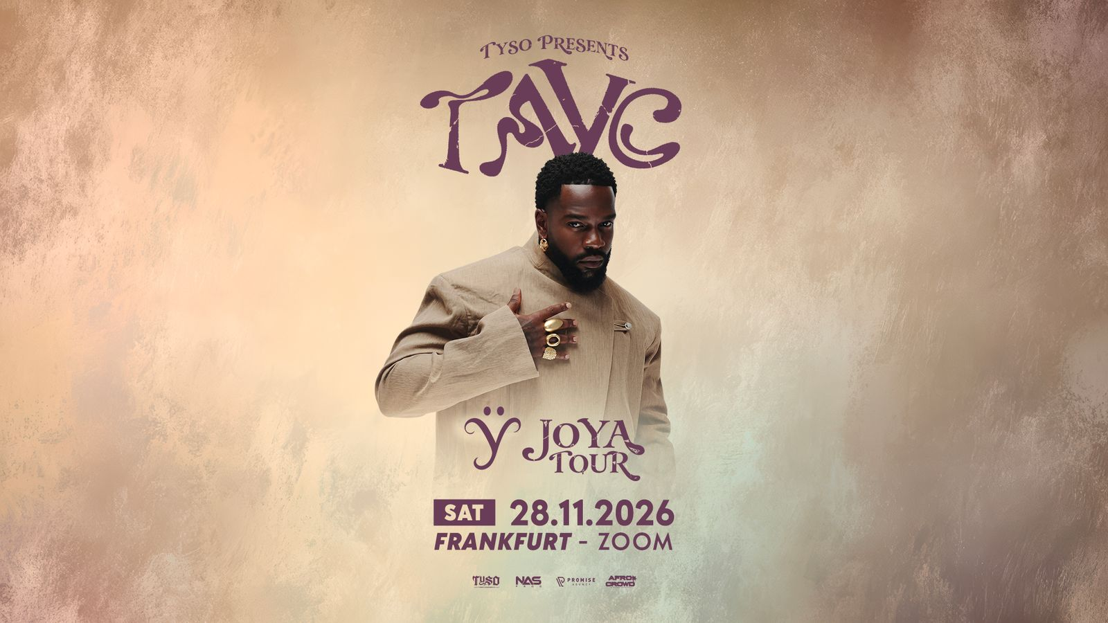 TAYC JOŸA Tour Poster — Frankfurt, ZOOM, 28.11.2026